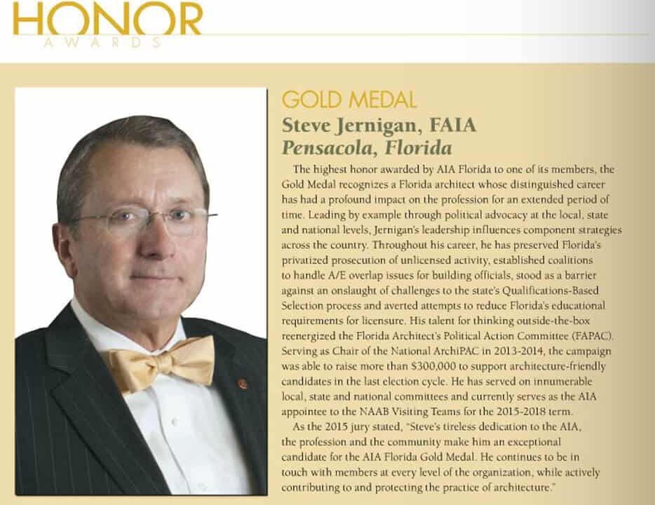 Jernigan ’81 Awarded AIA Florida Gold Medal