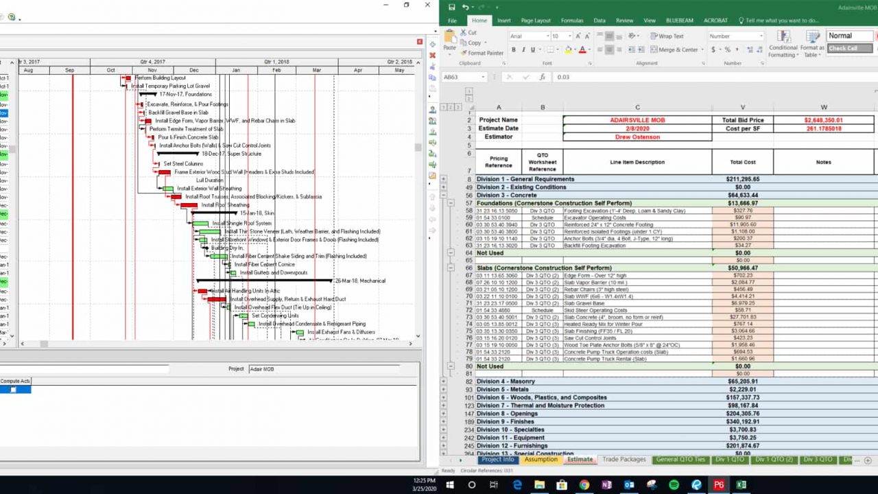 screenshot of scheduling classwork