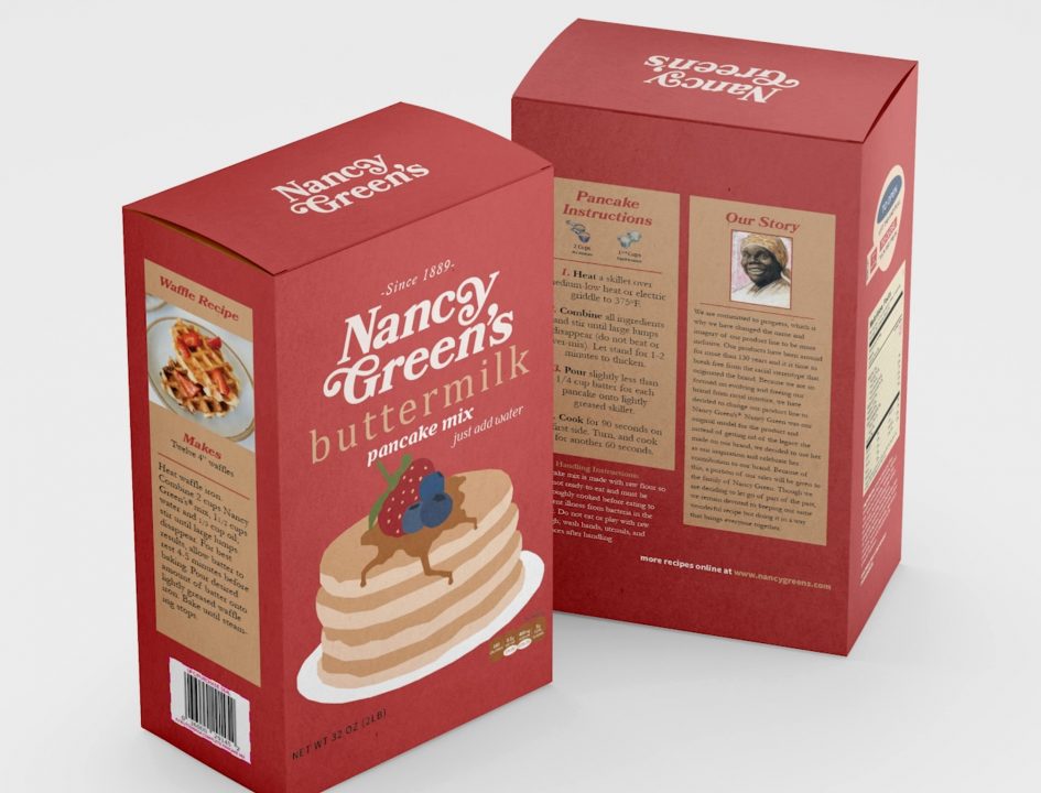 Aunt Jemima packaging redesign by Graphic Design student Madison Williams