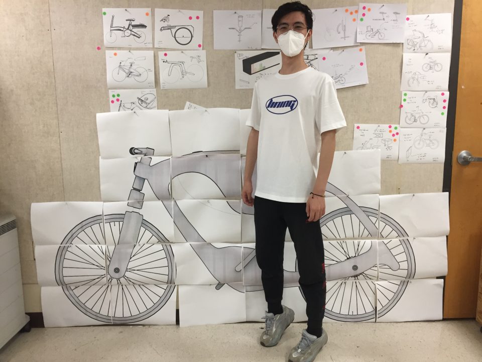 student with e-bike design