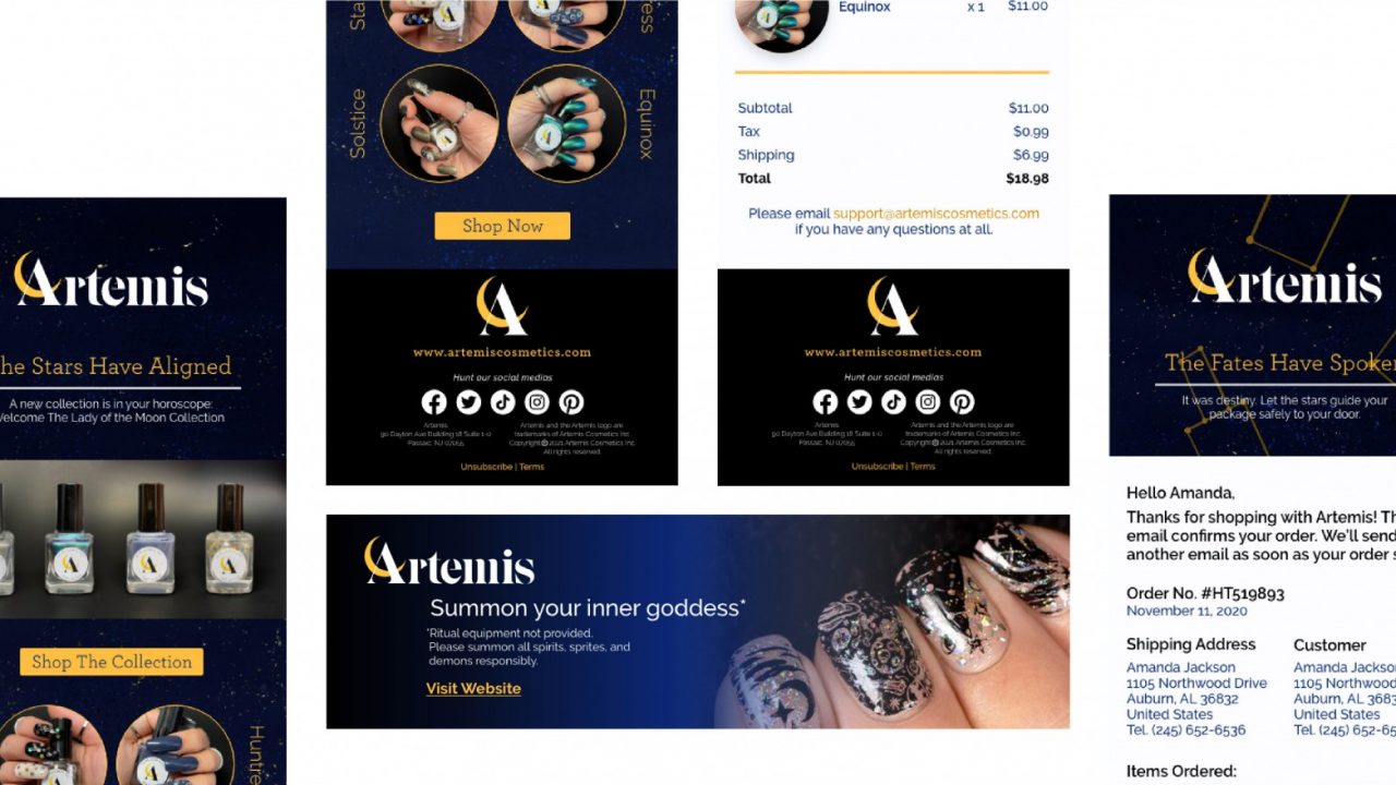 Artemis Emails and Web Banner by Kathleen Kurzban