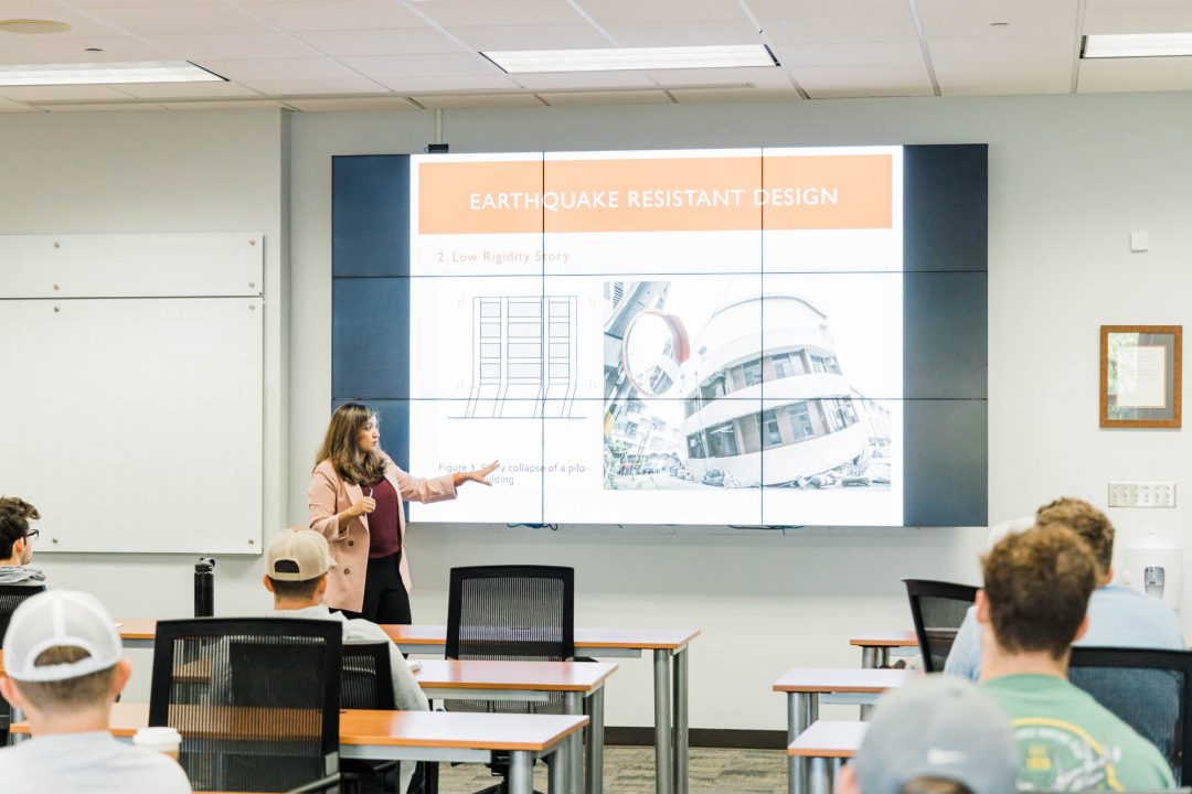 BSCI Faculty Amna Salman lectures to undergraduate building science students
