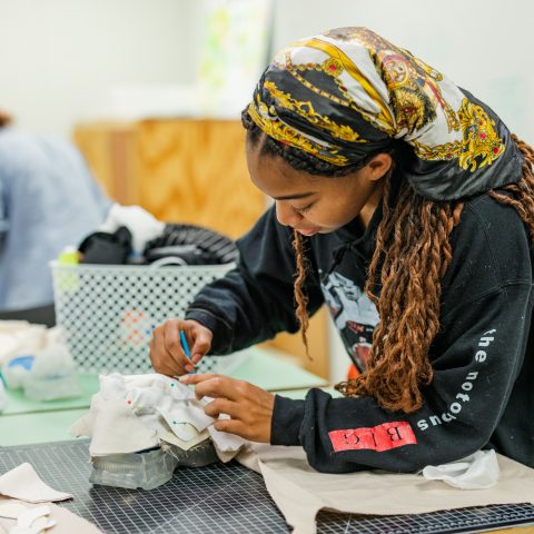 Industrial Design Student building a shoe in a studio