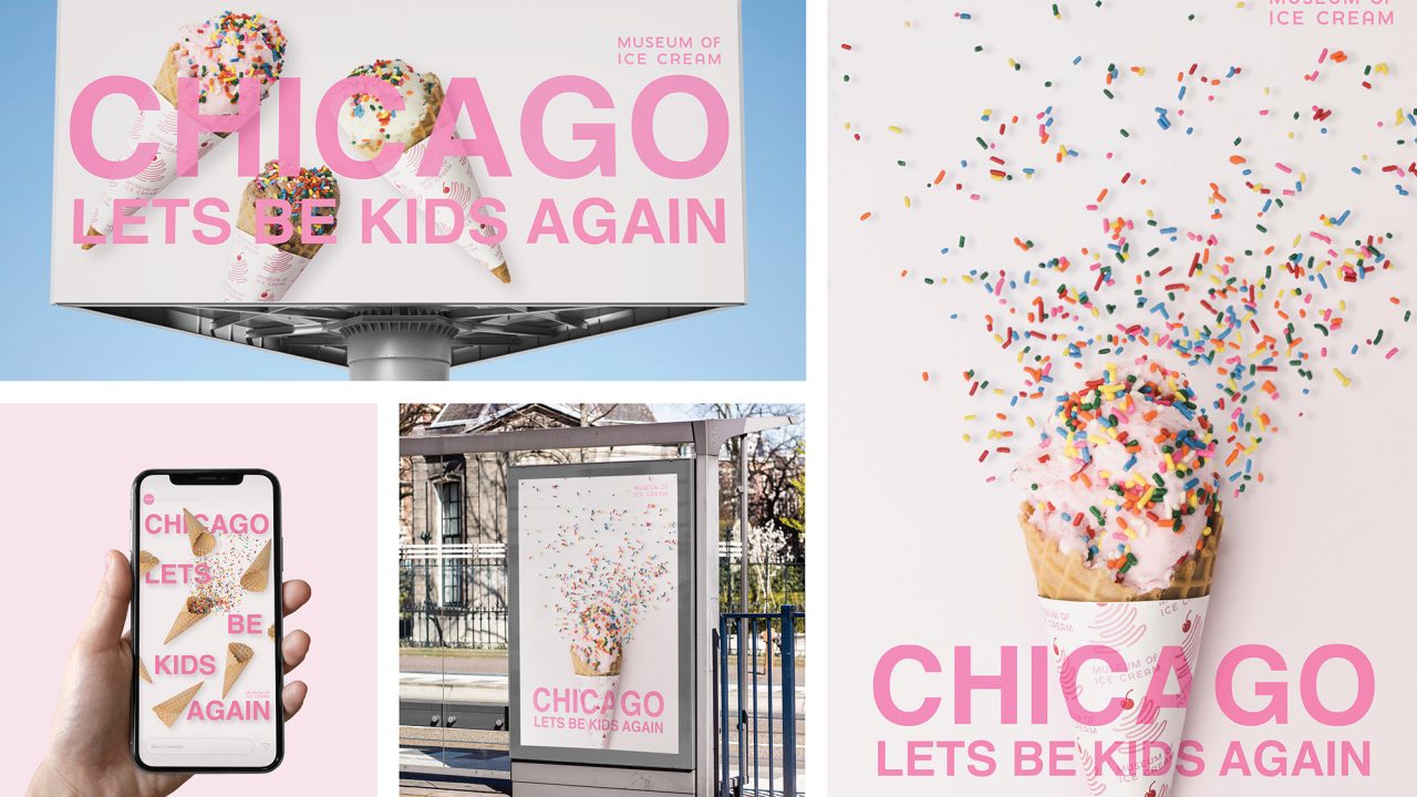 billboard, app design and poster for Chicago Museum of Ice Cream