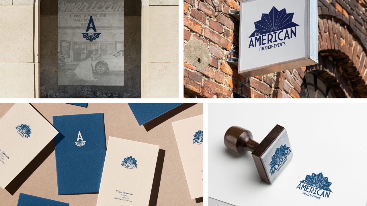 logo and branded items for The American