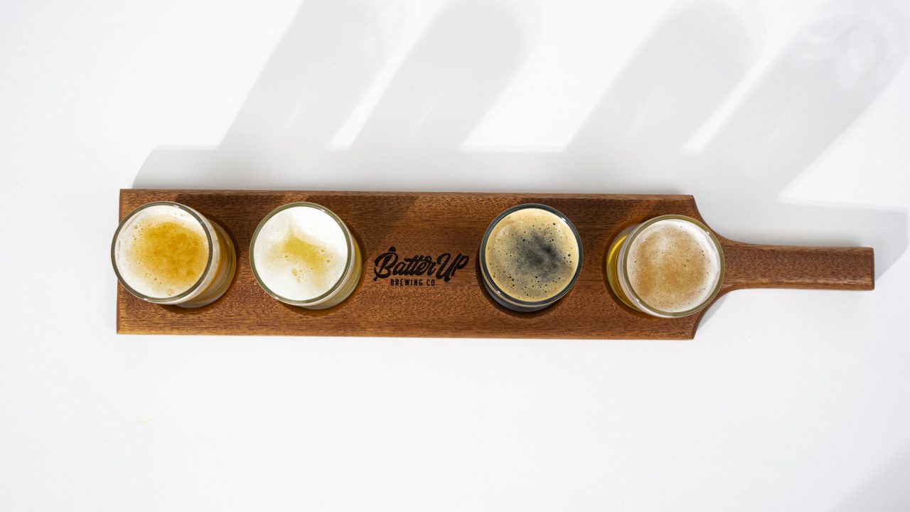 Batter Up Brewing Co Flight Tray and Glasses by Reagan Towers