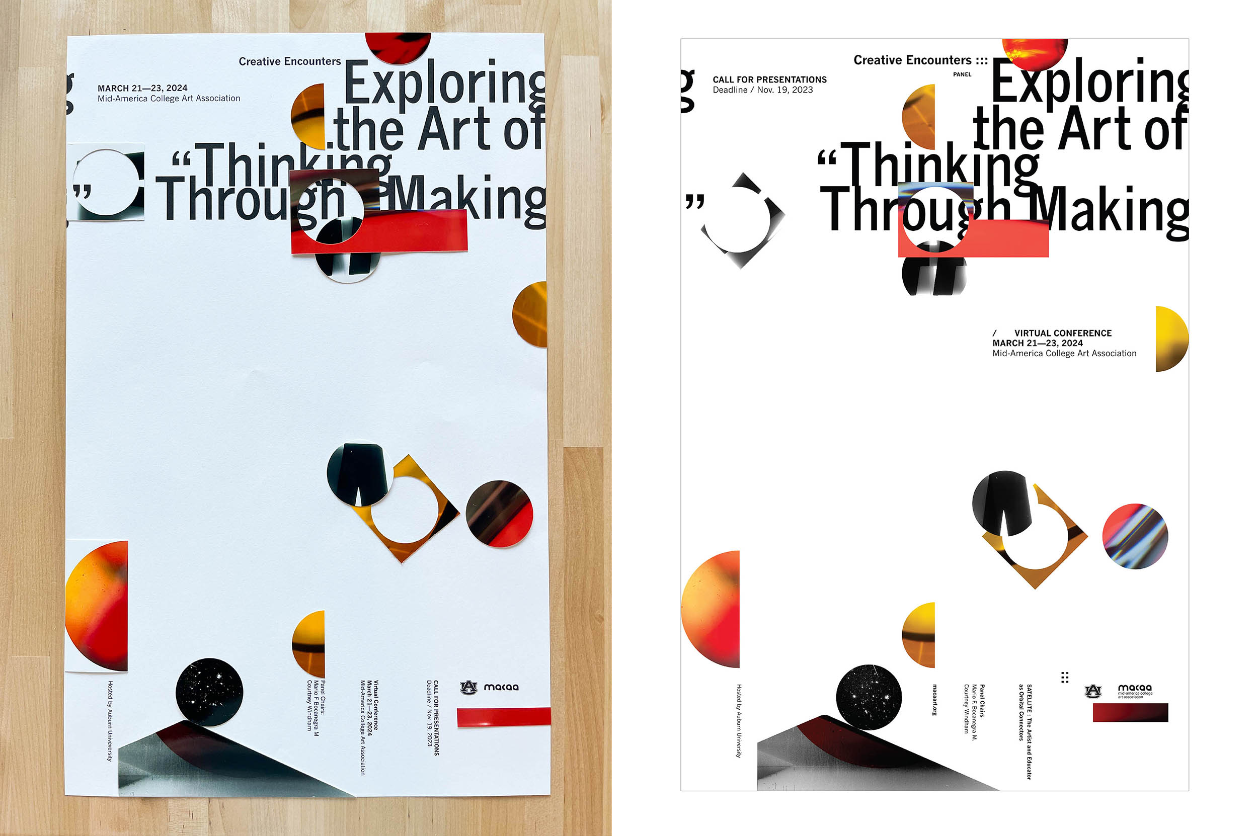 Poster design for "Creative Encounters: Exploring the Art of 'Thinking Through Making'" by Courtney Windham and Mario Bocanegra