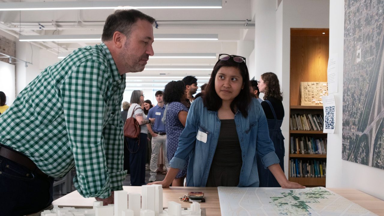 Students and alumni at the Urban Studio Welcome Back Breakfast