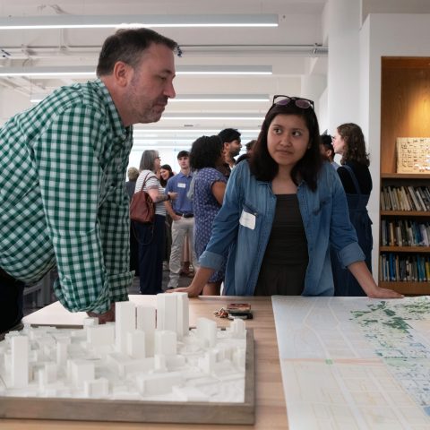 Students and alumni at the Urban Studio Welcome Back Breakfast