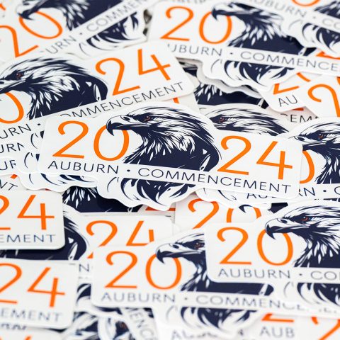 Stickers for Auburn University's 2024 commencement ceremonies