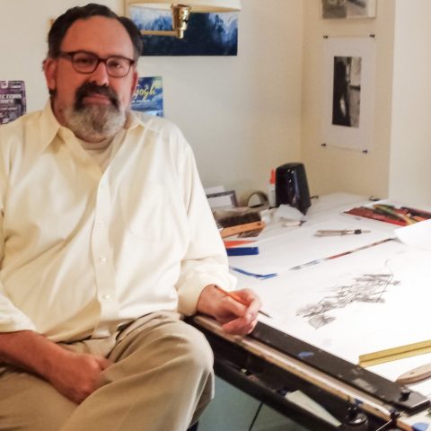 Ron Huffman ’83 ‘84 in his studio