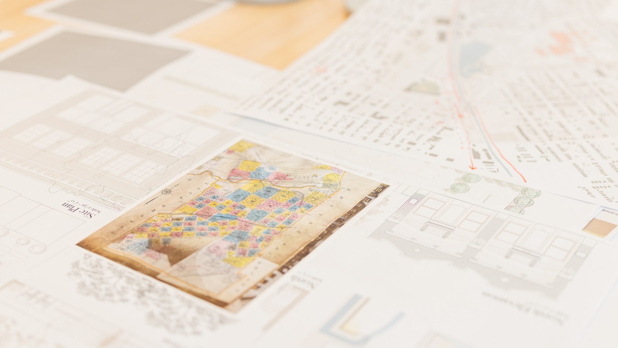 Student work and site plans illustrate design concepts developed during the studio’s Birmingham project.