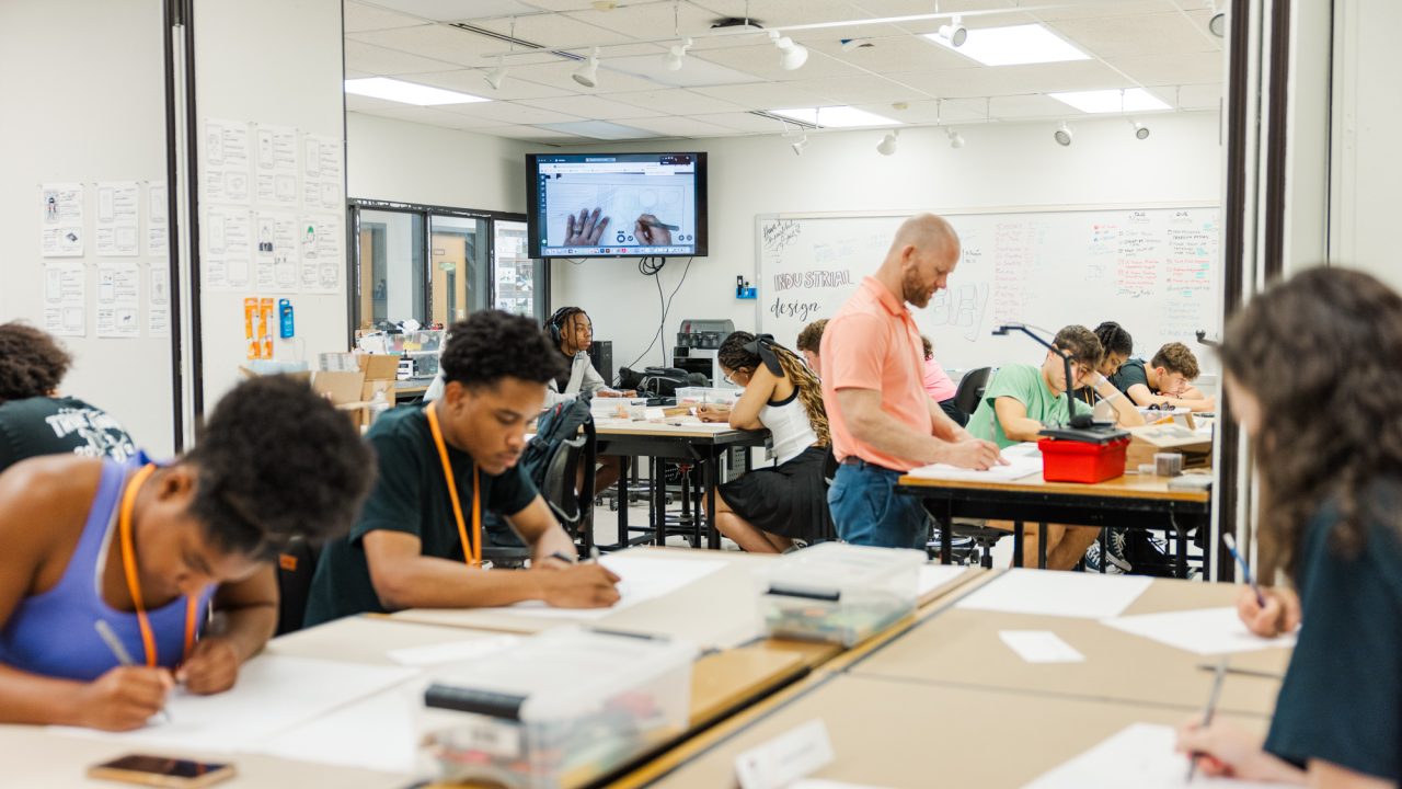SIGD Associate Professor Ben Bush led the campers in a series of sketching sessions in the Industrial Design Workshop.