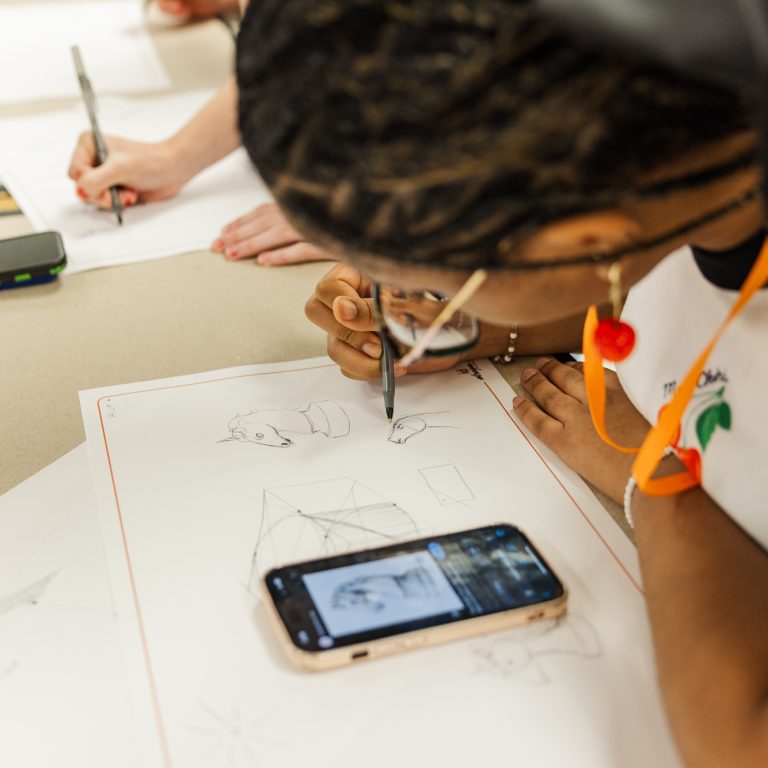 Students learned how to sketch in two and three dimensions to design chess pieces.