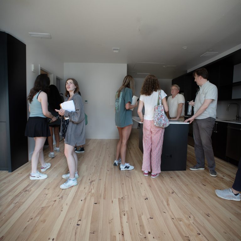 Students tour The William, a renovated historic building near the Urban Studio that will house Carrigan’s and provide residential space for Auburn architecture students.