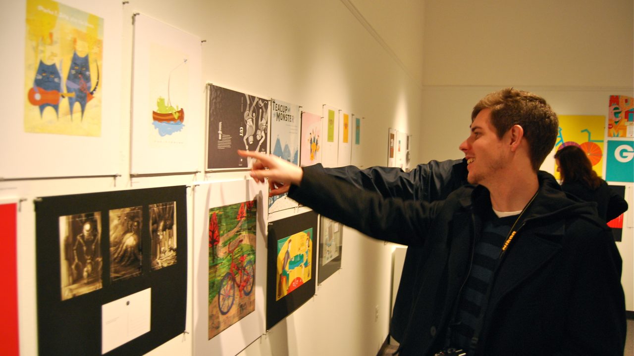 DJ Stout, (right) Partner at Pentagram Design, was the juror of the 2010 Graphic Design Juried Student Show. 