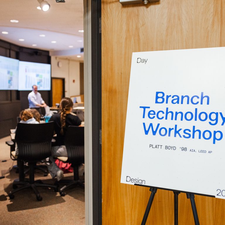 Boyd led a workshop on Direct Digital Fabrication, showing how ideas become built realities through design-build methods.