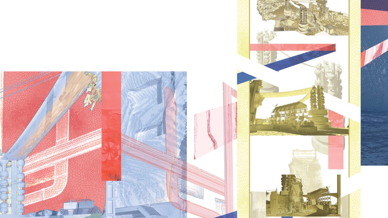 A collage of images of machinery.