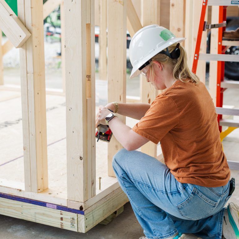Building Science campers gained hands-on experience framing a project for the community.