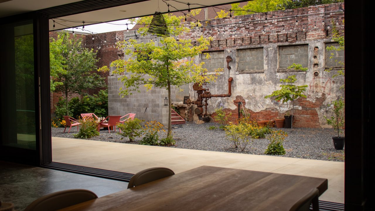 Adaptive reuse as both a practical and generative strategy guides the design’s approach to the site, working with the existing traces of history rather than clearing the property for new construction.