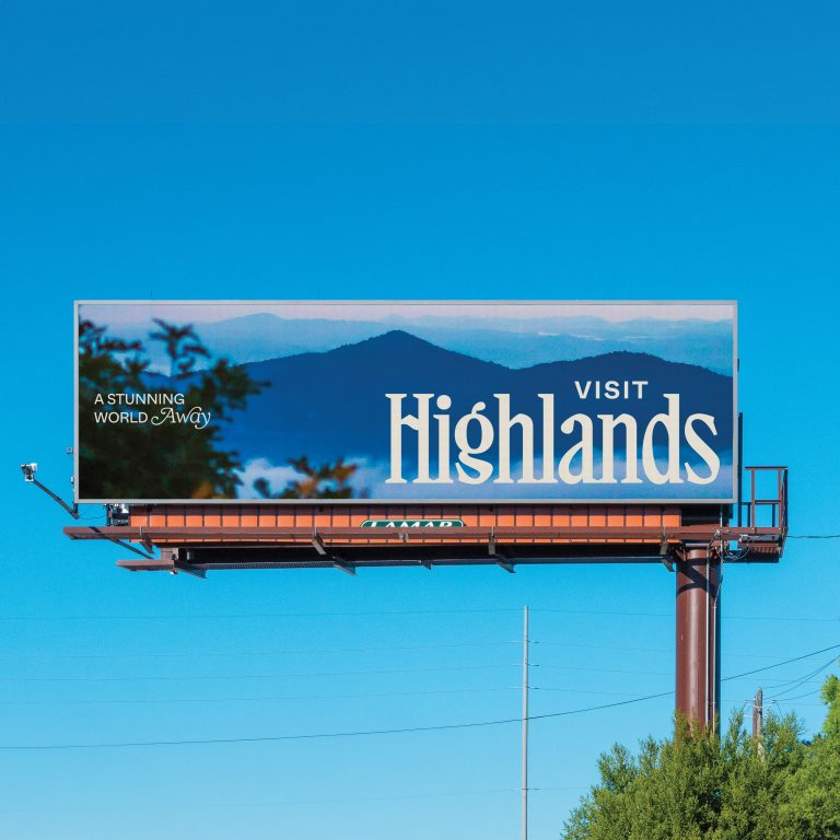 The studio designed a set of billboards to promote tourism in Highlands, North Carolina.